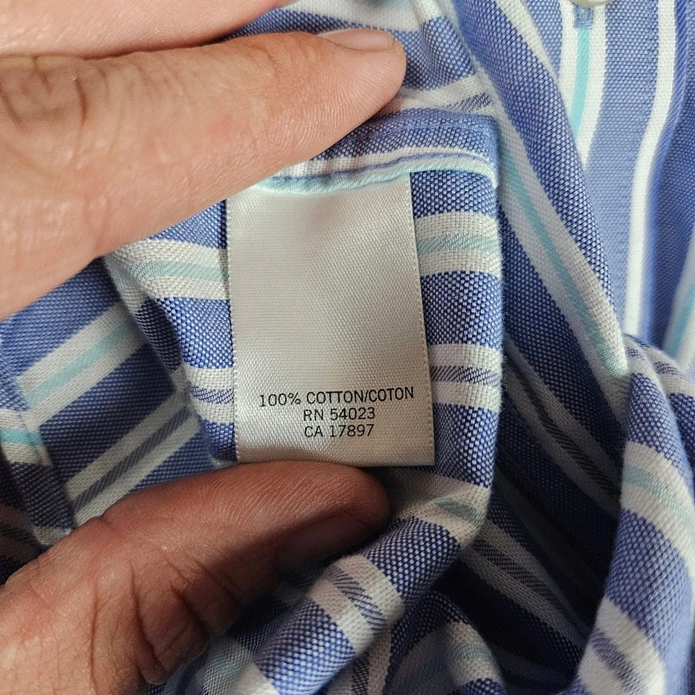 Banana Republic Non Iron Slim Fit Blue‎ Stripe Button Down Shirt Mens XL